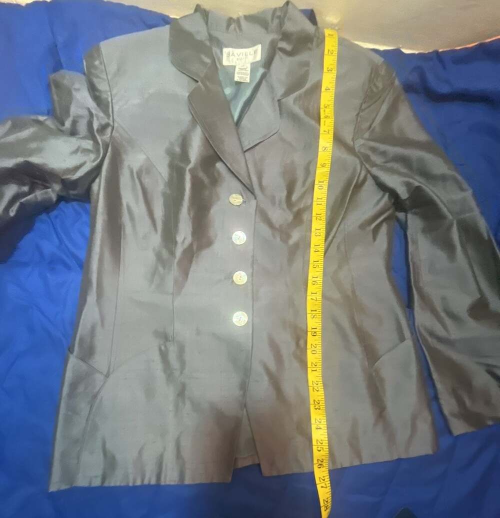 Saville Suit Women's 100% Silk Gray Skirt Suit Set Size 12 - Picture 8 of 16